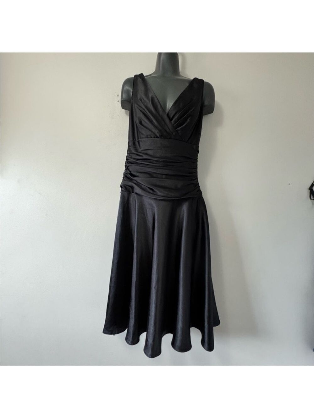 Vintage Dessy Collection Black Fit and Flare Midi Dress. Size 8